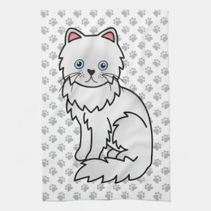Linge De Cuisine Illustration de chat de dessin animé mignon persan