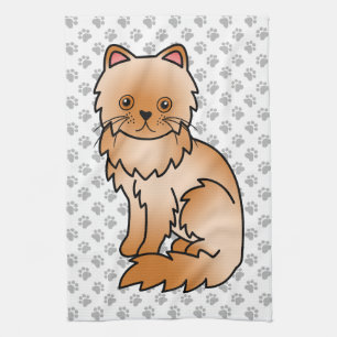 Linge De Cuisine Illustration de chat de dessin animé mignon persan