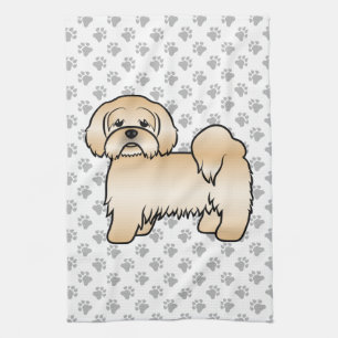 Linge De Cuisine Illustration de chien de dessin animé mignon Lhasa