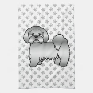 Linge De Cuisine Illustration de chien de dessin animé mignon Lhasa