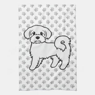 Linge De Cuisine Illustration de chien de dessin animé mignon malta