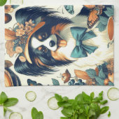 Linge De Cuisine Illustration de chien de papillon mignonne (Plié)