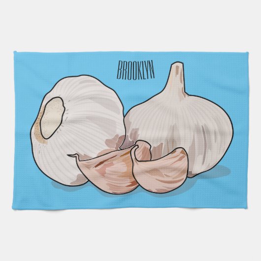 Linge De Cuisine Illustration de dessin sur l'ail (Horizontal)