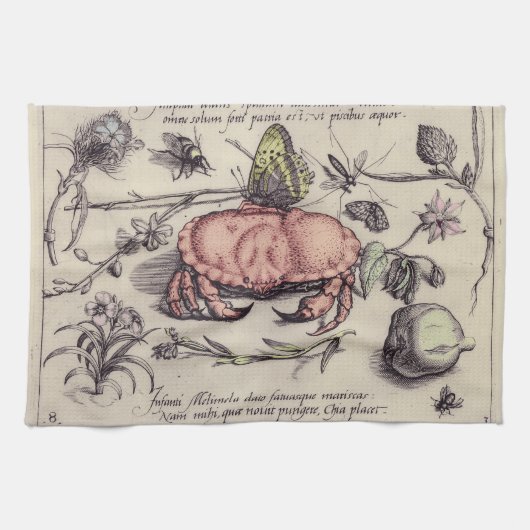Linge De Cuisine Illustration de fleur d'insecte botanique de crabe (Horizontal)