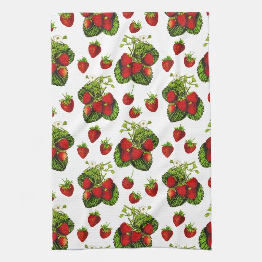 Linge De Cuisine Illustration de fraise botanique Imprimer sur blan (Vertical)