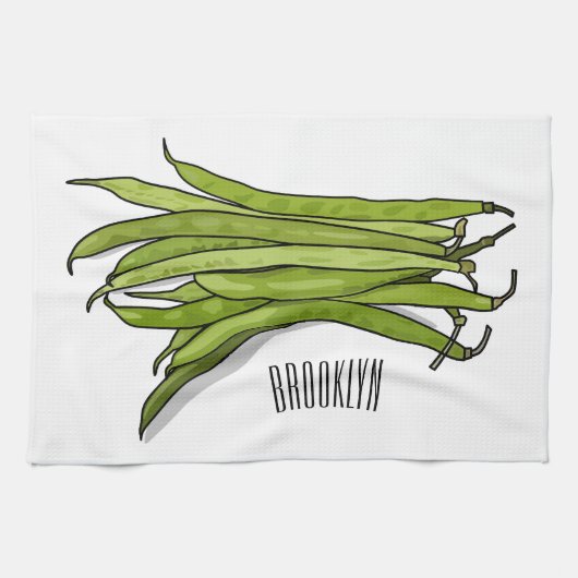 Linge De Cuisine Illustration de haricots verts (Horizontal)