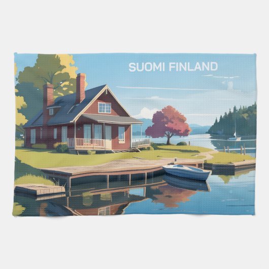 Linge De Cuisine Illustration de la nature finlandaise (Horizontal)