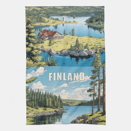 Linge De Cuisine Illustration de la nature finlandaise (Vertical)