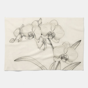 Linge De Cuisine Illustration de ligne élégante d'orchidée Phalaeno