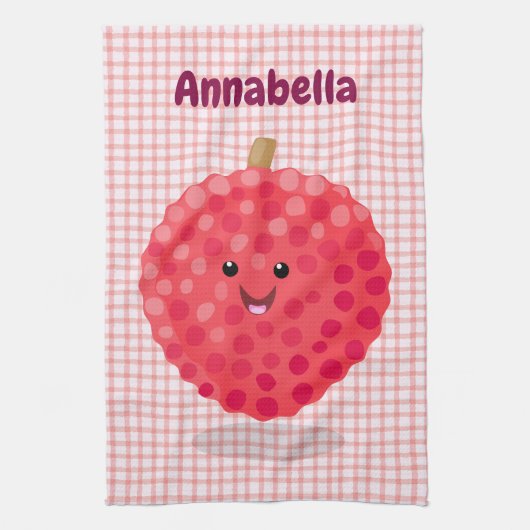 Linge De Cuisine Illustration de litchee rose mignon (Vertical)