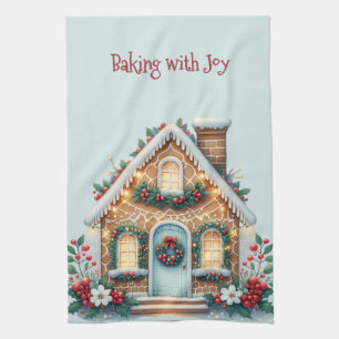Linge De Cuisine Illustration de maison en pain d'épices cosy pour