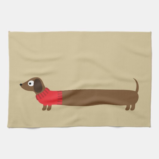 Linge De Cuisine Illustration de mignonne long Dachshund (Horizontal)