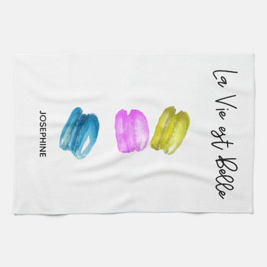 Linge De Cuisine Illustration de Mignons Macarons (Horizontal)