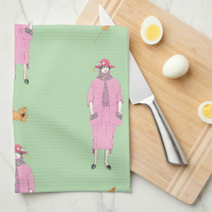 Linge De Cuisine Illustration de mode des années 1910 Dame & Chien