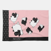 Linge De Cuisine Illustration de mouton rose mou monogramme (Horizontal)