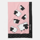 Linge De Cuisine Illustration de mouton rose mou monogramme (Vertical)