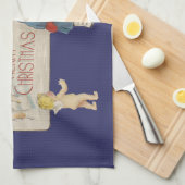 Linge De Cuisine Illustration de Noël Antique Enfants 1920 (Quart Plié)