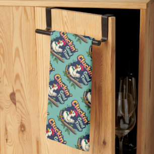 Linge De Cuisine Illustration de poulet drôle pour passer un bon mo