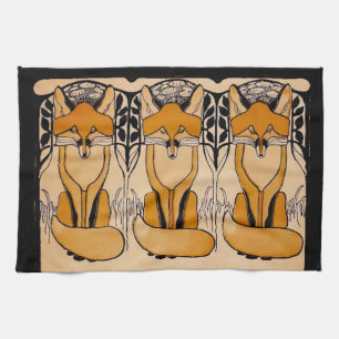 Linge De Cuisine Illustration de renards Art Nouveau   Faune forest