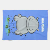 Linge De Cuisine Illustration de saut en hippo mignon (Horizontal)