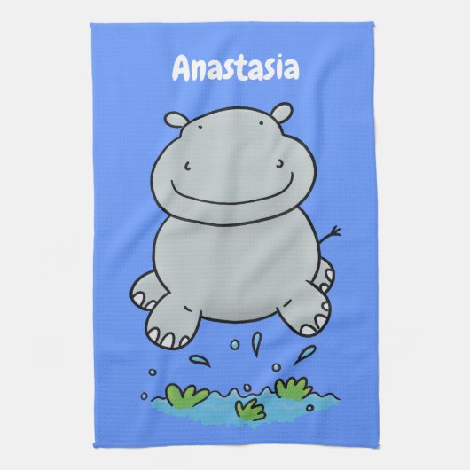 Linge De Cuisine Illustration de saut en hippo mignon (Vertical)