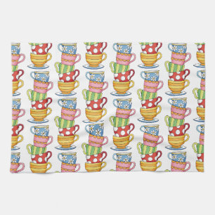 Linge De Cuisine Illustration de tasses à thé empilées pour le thé
