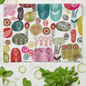 Linge De Cuisine Illustration des fleurs peintes à main rétro (Plié)