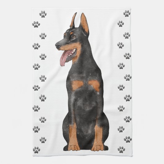 Linge De Cuisine Illustration Doberman (Vertical)