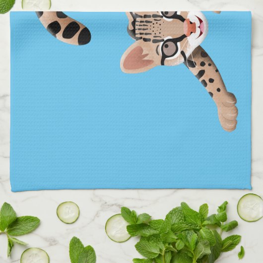 Linge De Cuisine Illustration d'ocelot mignon (Plié)