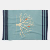 Linge De Cuisine Illustration d'Oiseaux oranges modernes dans un gr (Horizontal)