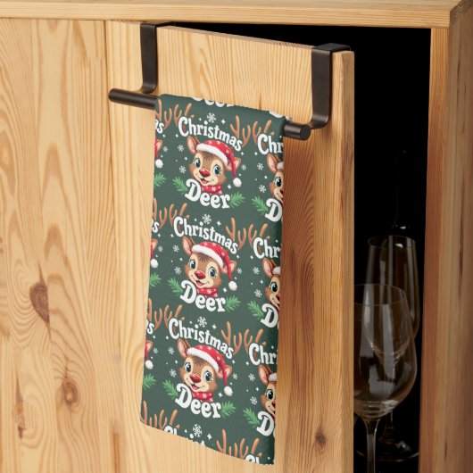 Linge De Cuisine Illustration du cerf de Noël mignon (Pliage en tiers)