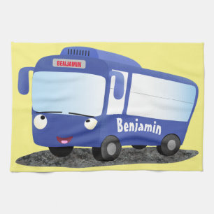 Linge De Cuisine Illustration d'un bus moderne bleu mignon