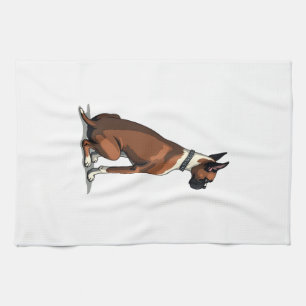 Linge De Cuisine Illustration d'un chien Boxer vintage vu de dos Br