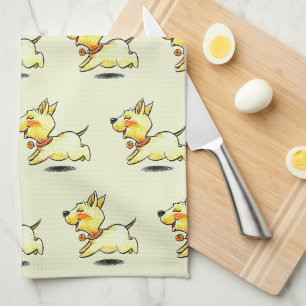 Linge De Cuisine Illustration d'un chien mignon qui court pour les