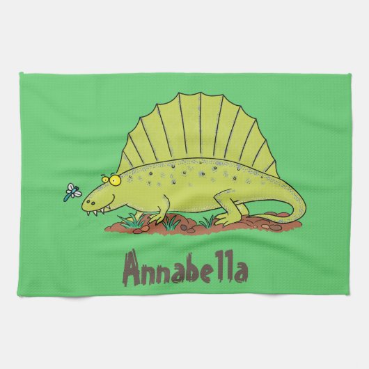 Linge De Cuisine Illustration d'un dimétrodon vert mignon (Horizontal)