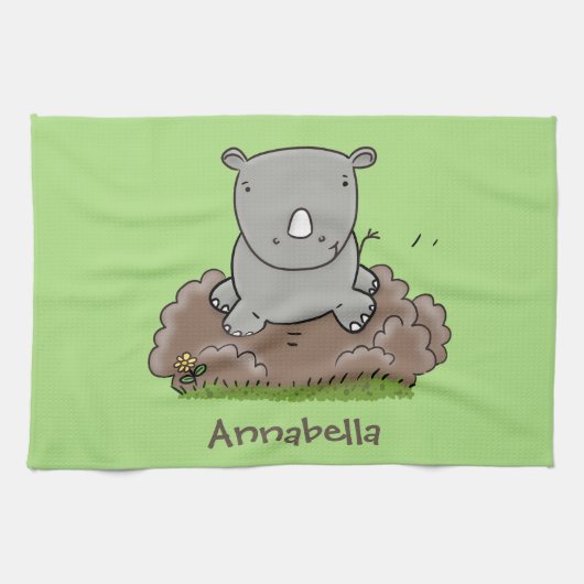 Linge De Cuisine Illustration d'un petit rhinocéros (Horizontal)