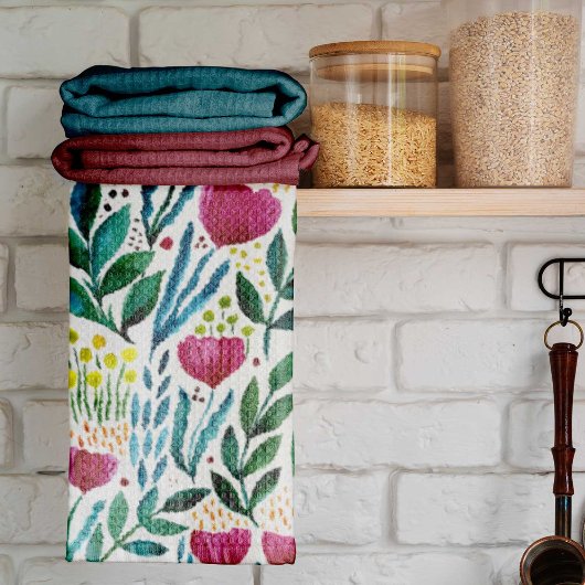 Linge De Cuisine Illustration florale botanique