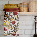 Linge De Cuisine Illustration florale botanique d'orange brûlé<br><div class="desc">Illustration florale orangée brûlée. Illustration de jardin botanique à l'aquarelle mignonne avec fleurs et branches.</div>