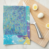 Linge De Cuisine Illustration florale de Macaw bleu jaune vibre (Quart Plié)