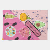 Linge De Cuisine Illustration Fruit et Dessert rose pâle (Horizontal)