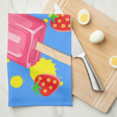 Linge De Cuisine Illustration Fun Pink Popsicle and Strawberries (Quart Plié)