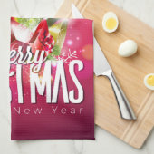 Linge De Cuisine Illustration graphique moderne de Noël rouge (Quart Plié)