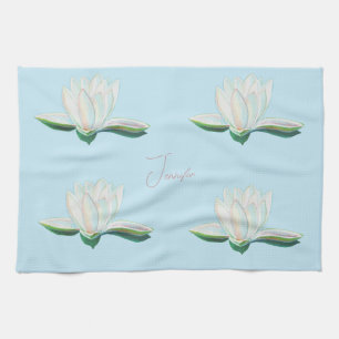 Linge De Cuisine Illustration Lumineuse de Lotus Blanc Personnalisé