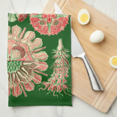 Linge De Cuisine Illustration marine de méduses de Haeckel rouge et (Quart Plié)