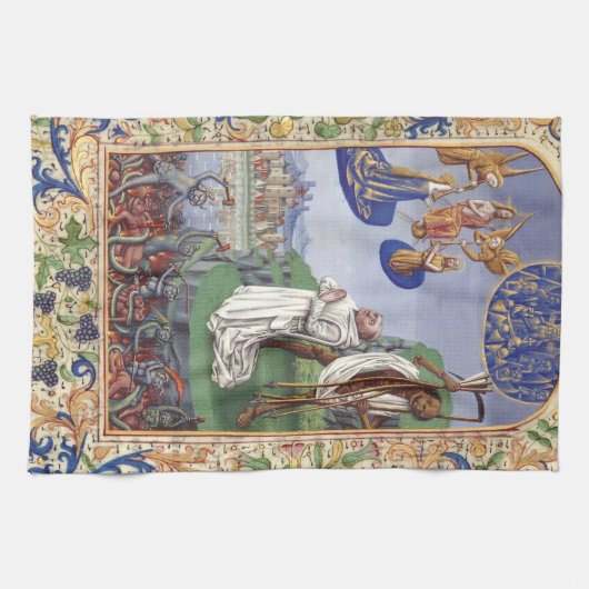 Linge De Cuisine Illustration médiévale de saint Bernard de Clairva (Horizontal)
