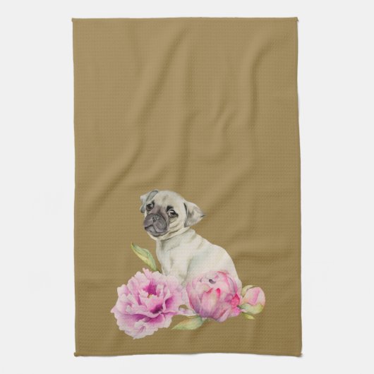 Linge De Cuisine Illustration mignonne de fleurs de chien et de (Vertical)