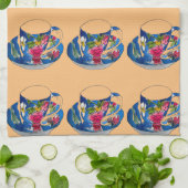 Linge De Cuisine illustration originale de l'aquarelle Teacups vint (Plié)