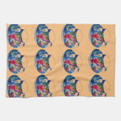 Linge De Cuisine illustration originale de l'aquarelle Teacups vint (Horizontal)