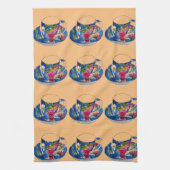 Linge De Cuisine illustration originale de l'aquarelle Teacups vint (Vertical)