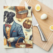 Linge De Cuisine Illustration Retro Boxer Dog (Quart Plié)